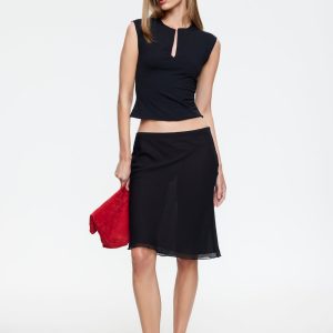 SHORELINE MIDI SKIRT - OBSIDIAN