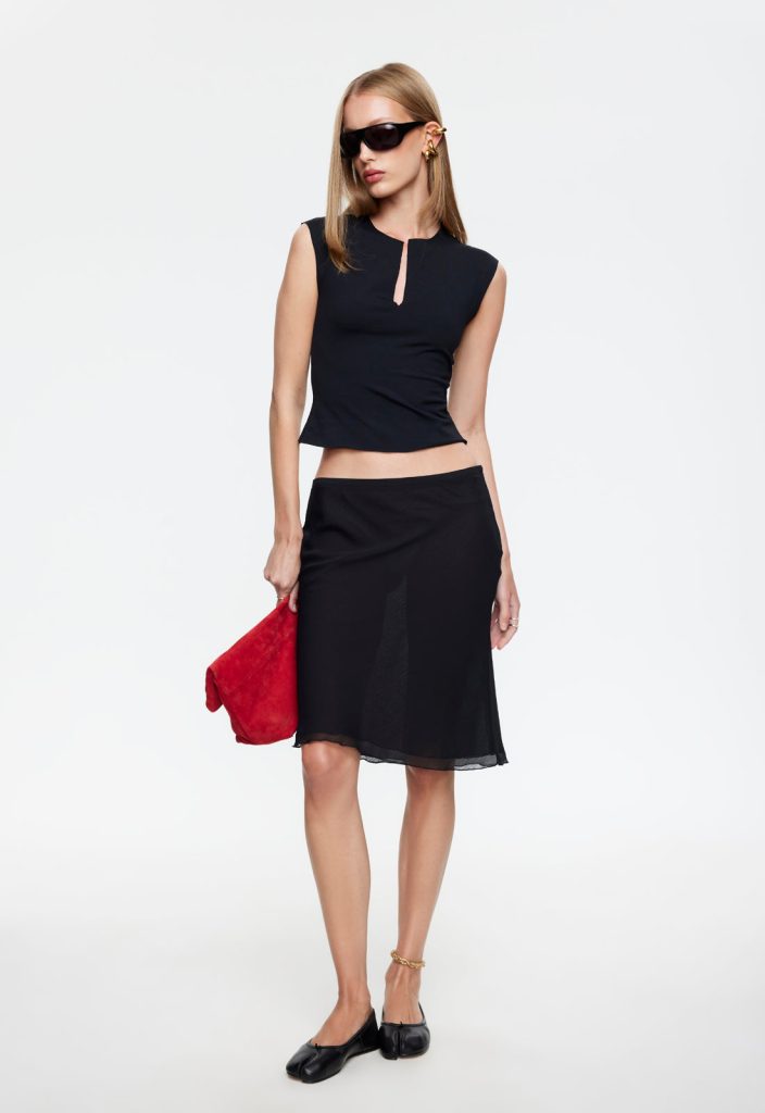 SHORELINE MIDI SKIRT - OBSIDIAN