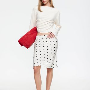 SHORELINE MIDI SKIRT - CREAM POLKA