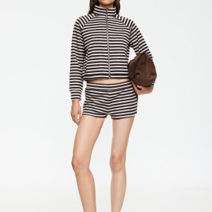 BLOOM KNIT JACKET - BEIGE CHOCOLATE STRIPE