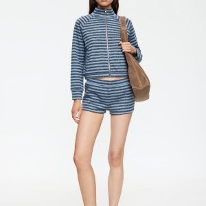 BLOOM KNIT SHORT - GREY BLUE STRIPE