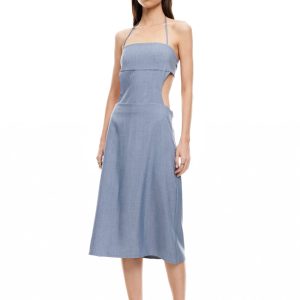 MOONLIT MIDI DRESS - SLATE BLUE