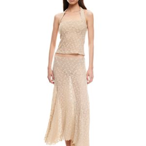 IN BLOOM LACE MIDI SKIRT - TAUPE