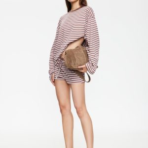 BLOOM LONG SLEEVE - CHOCOLATE BLUSH STRIPE