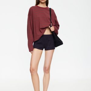 BLOOM LONG SLEEVE - CHOCOLATE WINE STRIPE