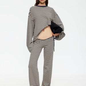 BLOOM TIE PANT - SLATE STRIPE