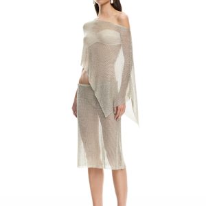 LUMINOUS MIDI SKIRT - TOPAZ