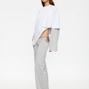 BLOOM TIE PANT - ASH STRIPE