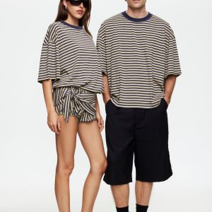 BLOOM SHORT SLEEVE - BEIGE STRIPE