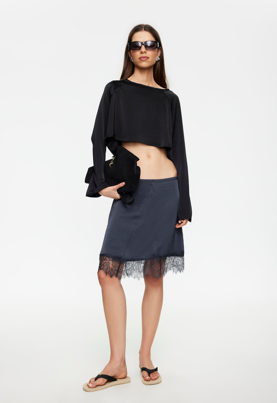 SKIN MIDI SKIRT - PETROL - Image 2