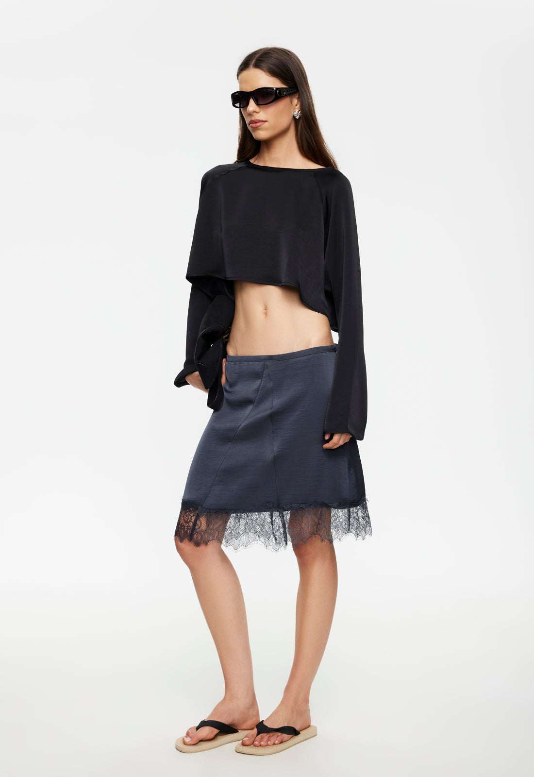 SKIN MIDI SKIRT - PETROL - Image 3