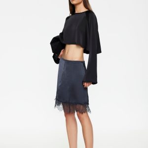 SKIN MIDI SKIRT - PETROL