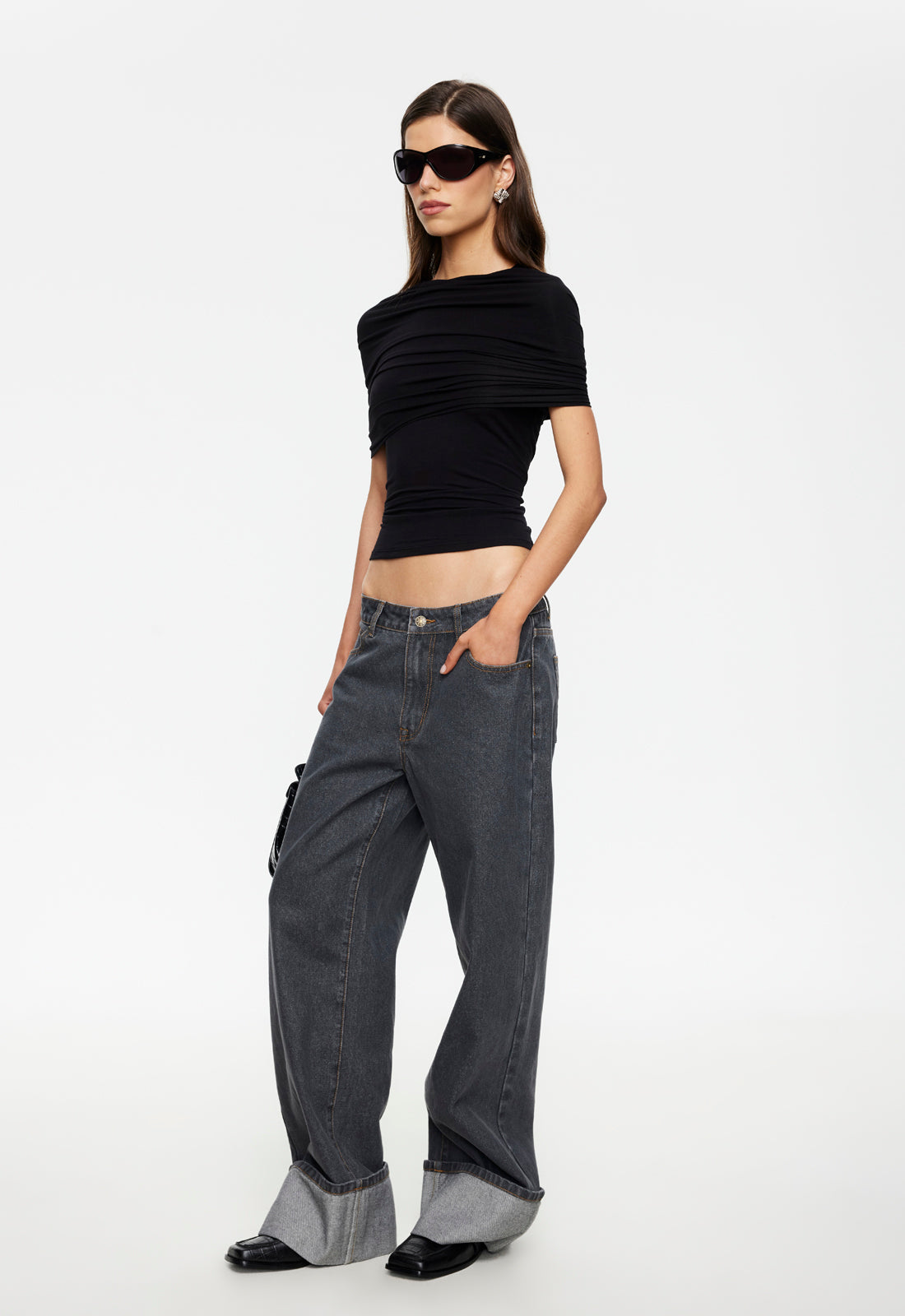 TOP MODEL CUFFED JEAN - CHARCOAL - Image 4