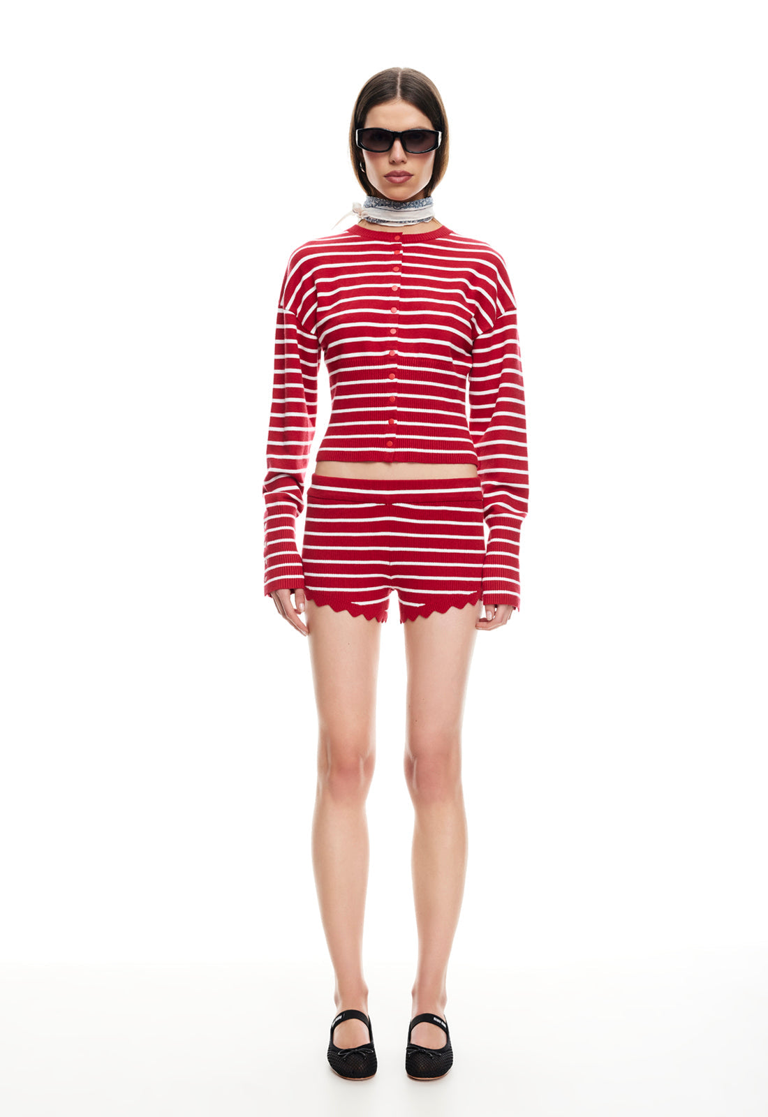 DOLLHOUSE KNIT SHORT - CRIMSON STRIPE - Image 3