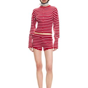 DOLLHOUSE KNIT SHORT - CRIMSON STRIPE
