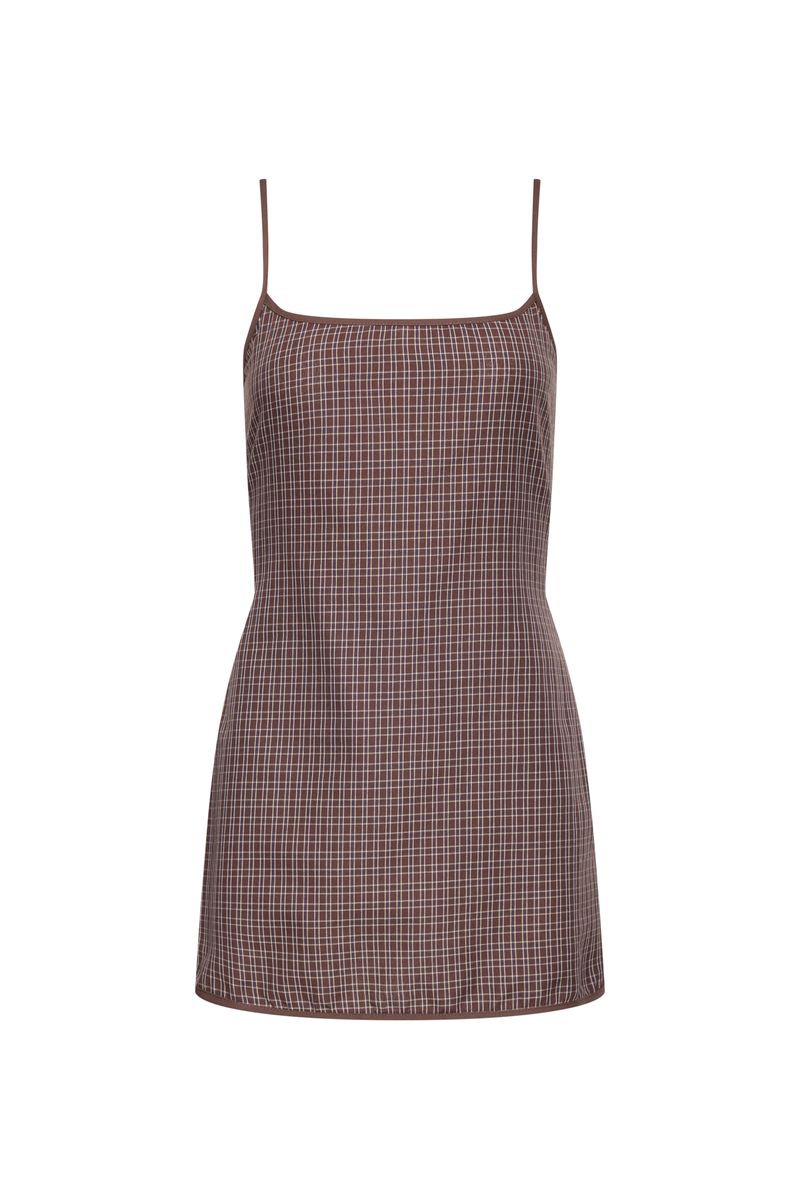 VOYAGE MINI DRESS - CHOCOLATE PLAID - Image 5